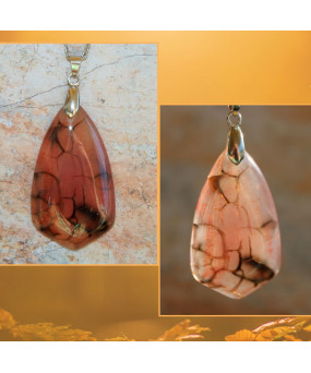 Pendentif en Agate orange veines de dragon
