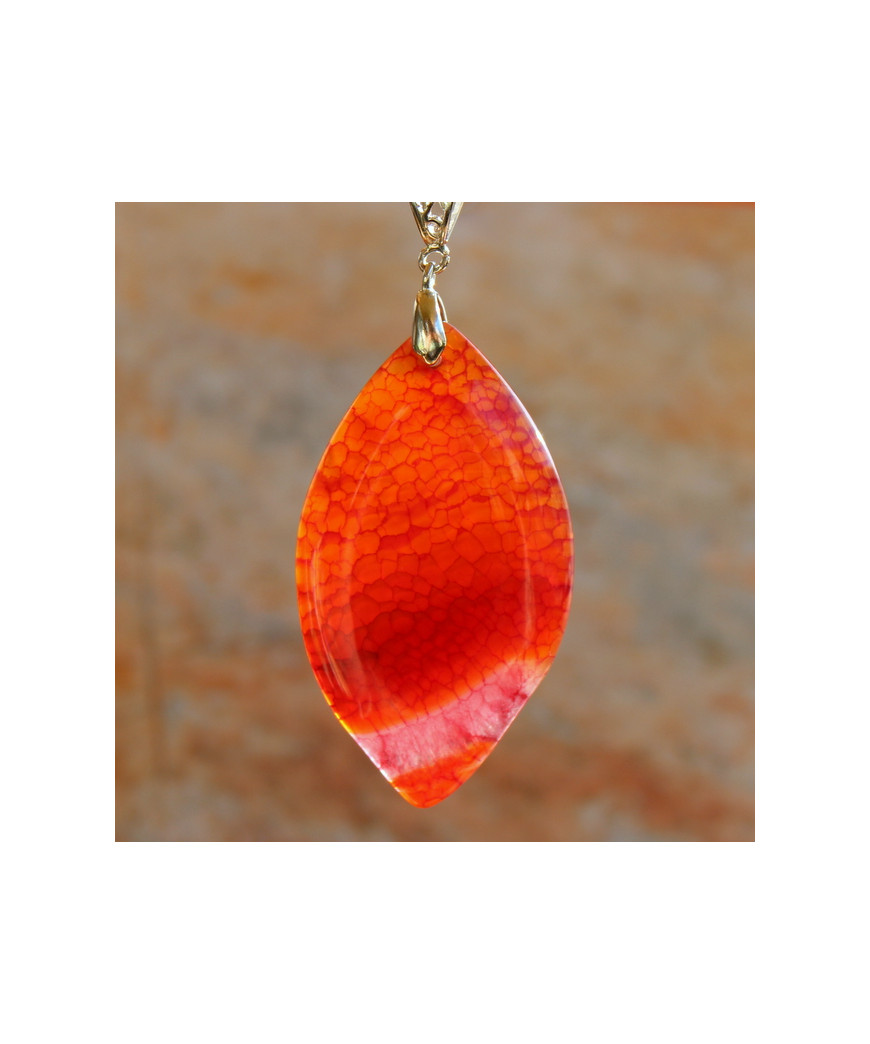 Pendentif en Agate orange veines de dragon