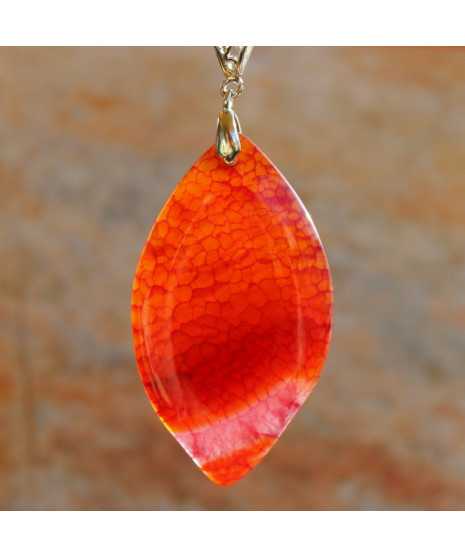Pendentif en Agate orange veines de dragon