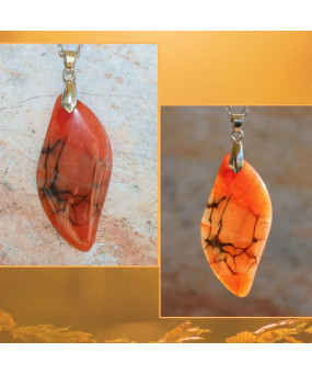 Pendentif en Agate orange veines de dragon