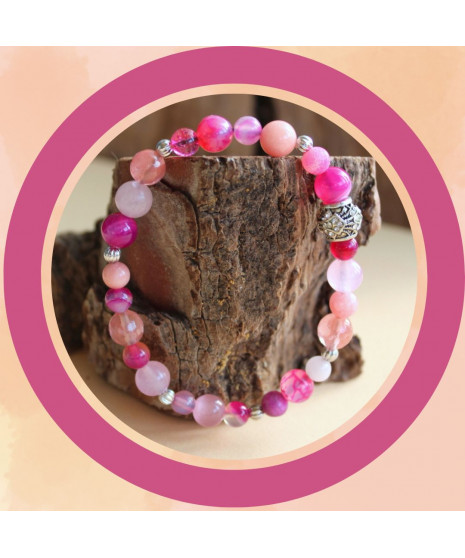 Bracelet rose en Pierres