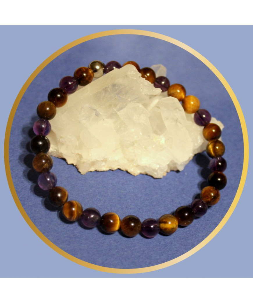 Bracelet en Améthyste et Œil de tigre