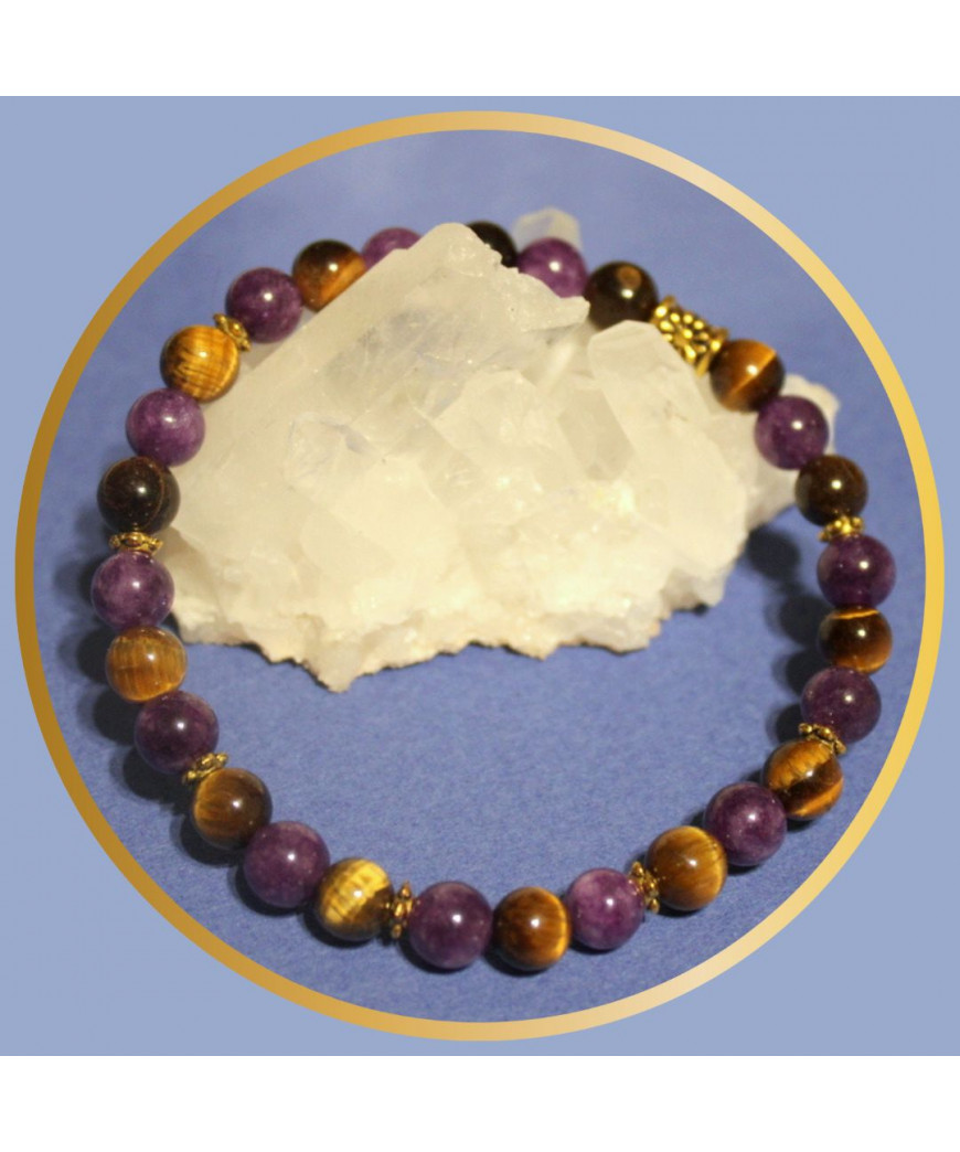 Bracelet en Améthyste et Œil de tigre