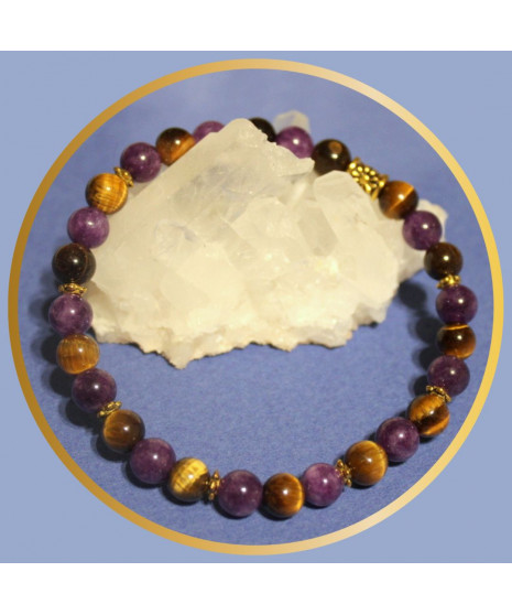 Bracelet en Améthyste et Œil de tigre