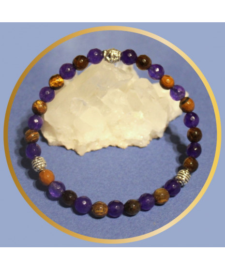 Bracelet en Améthyste et Oeil de tigre