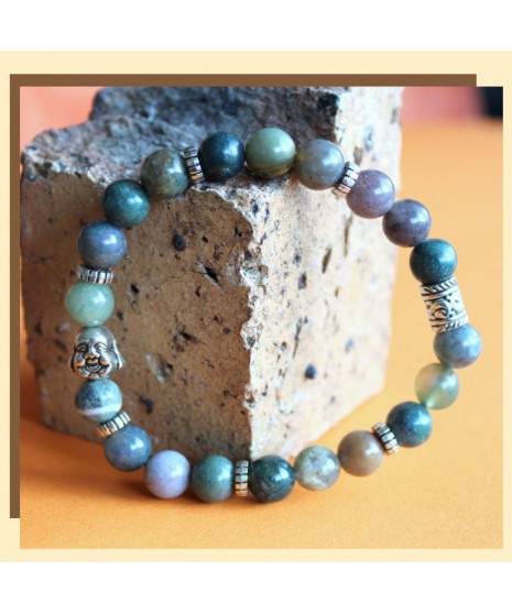 Bracelet Bouddha en Agate mousse