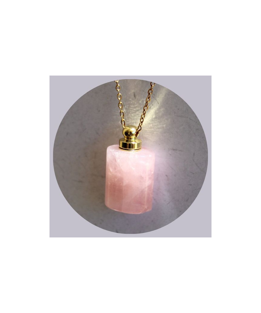 Pendentif Flacon de parfum en Quartz rose