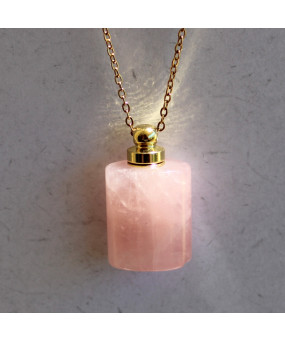 Pendentif Flacon de parfum en Quartz rose