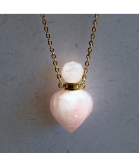 Pendentif Flacon de parfum en Quartz rose
