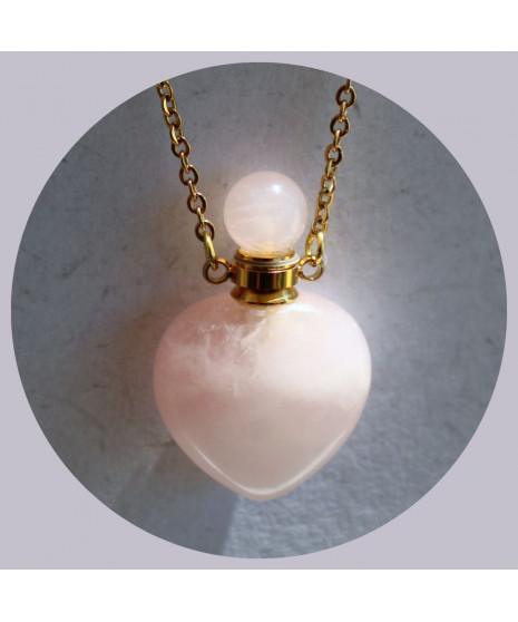 Pendentif Flacon de parfum en Quartz rose