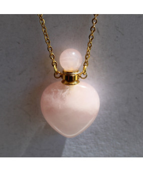 Pendentif Flacon de parfum en Quartz rose
