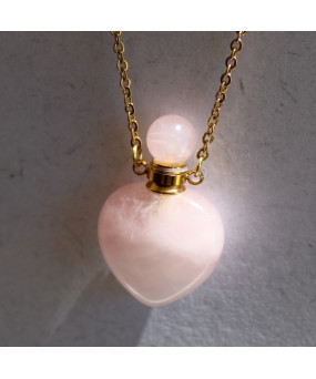 Pendentif Flacon de parfum en Quartz rose