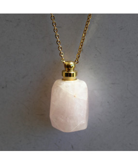 Pendentif Flacon de parfum en Quartz rose