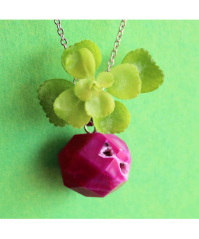 Pendentif Boule de Géode d'Agate rose