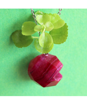 Pendentif Boule de Géode d'Agate rouge
