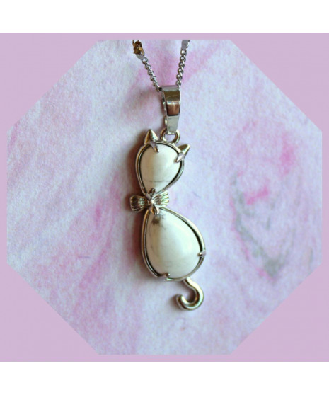 Pendentif Chat en Howlite