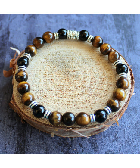 Bracelet  Œil de Tigre et en Agate noire