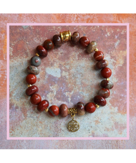 Bracelet Fleur de vie en Jaspe rouge
