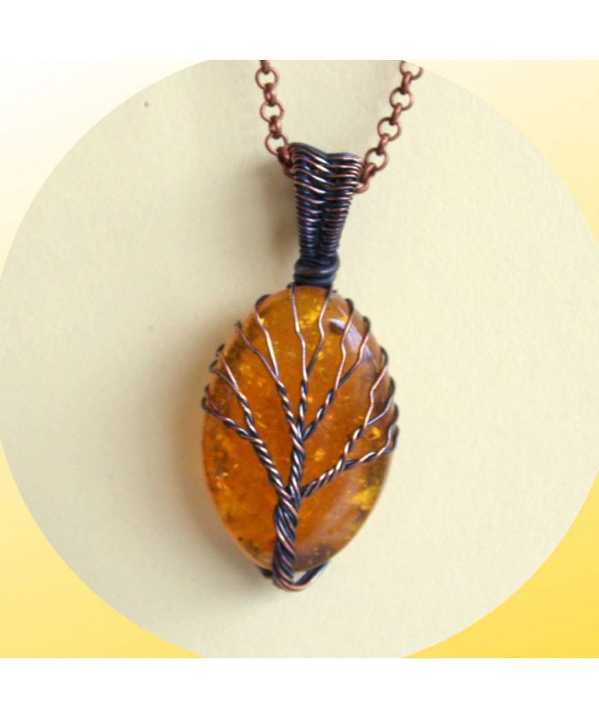 Pendentif Arbre de vie en Ambre