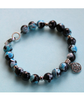 Bracelet Mandala en Agate feu bleue