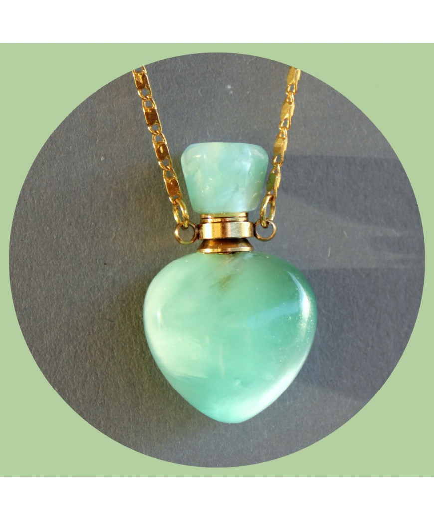 Pendentif Flacon de parfum vert en Amazonite