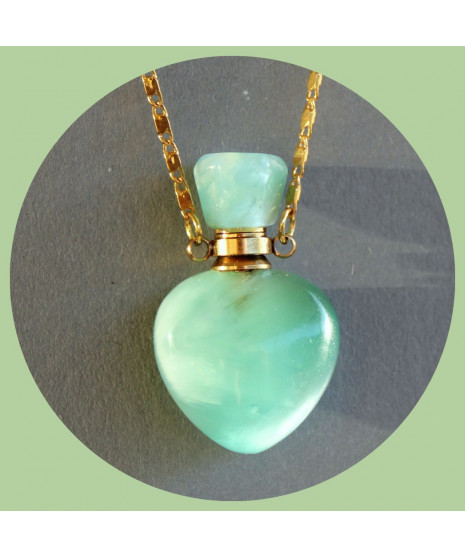 Pendentif Flacon de parfum vert en Amazonite