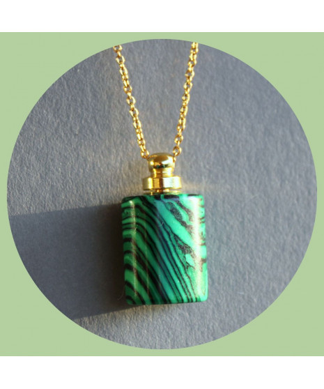 Pendentif Flacon de parfum en Malachite