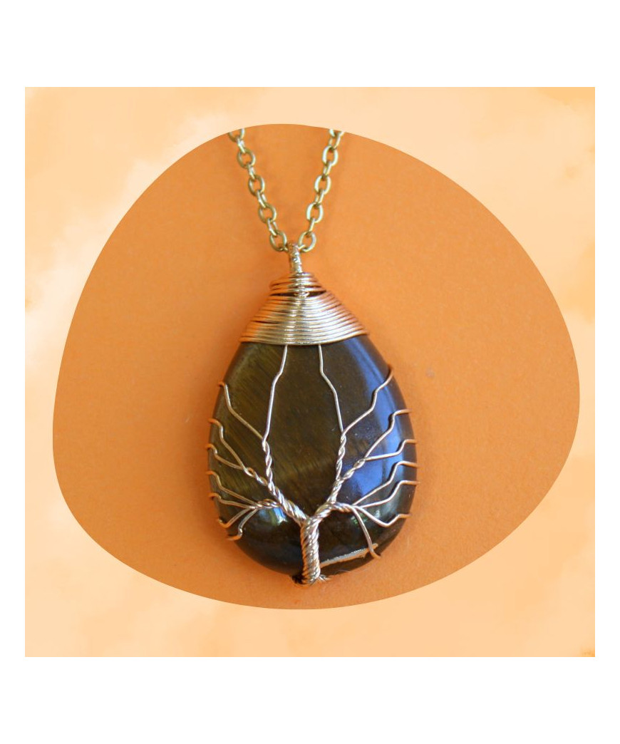 Pendentif Arbre de vie en Œil de tigre