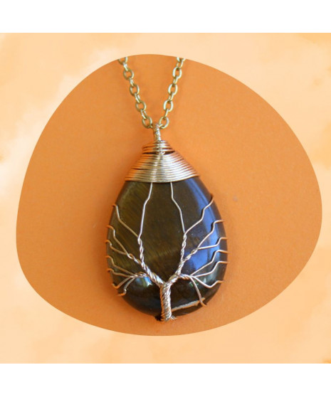 Pendentif Arbre de vie en Œil de tigre
