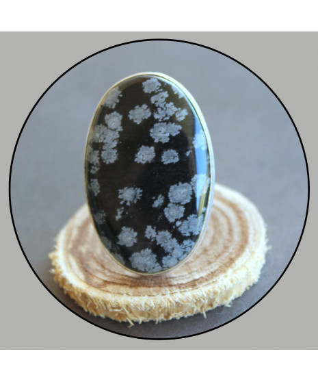 Bague en Obsidienne Flocons de neige
