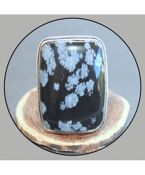 Bague en Obsidienne Flocons de neige