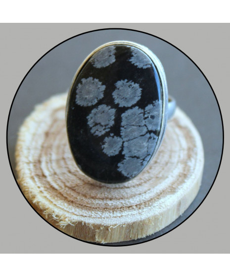 Bague en Obsidienne Flocons de neige