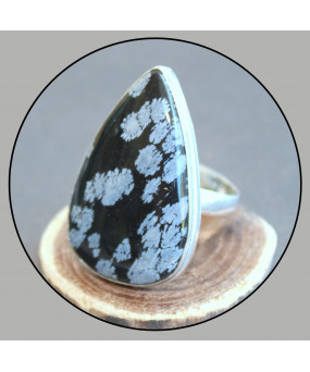 Bague en Obsidienne Flocons...