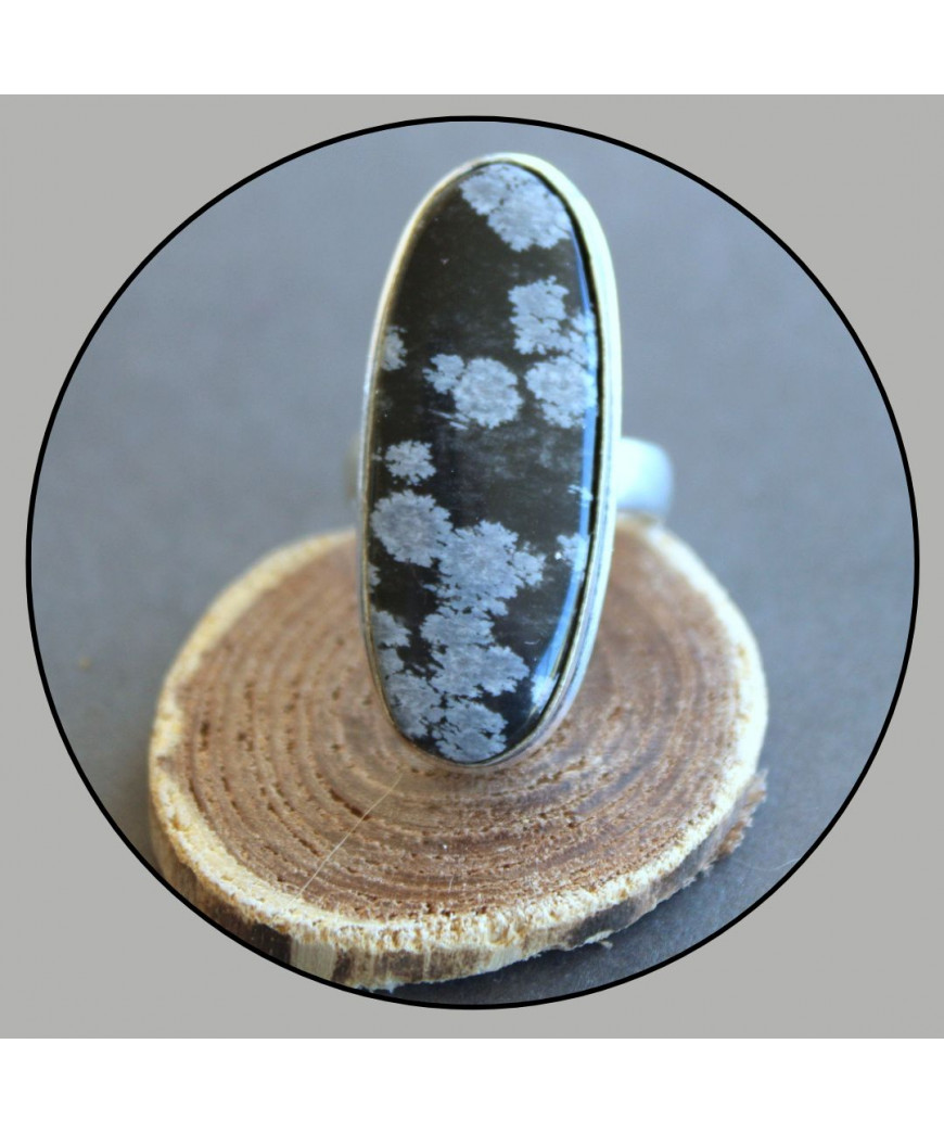 Bague en Obsidienne Flocons de neige