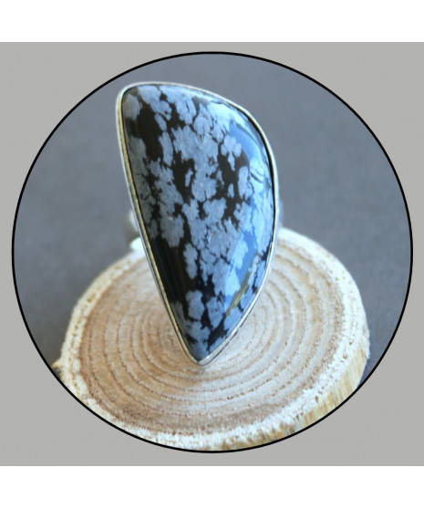 Bague en Obsidienne Flocons de neige