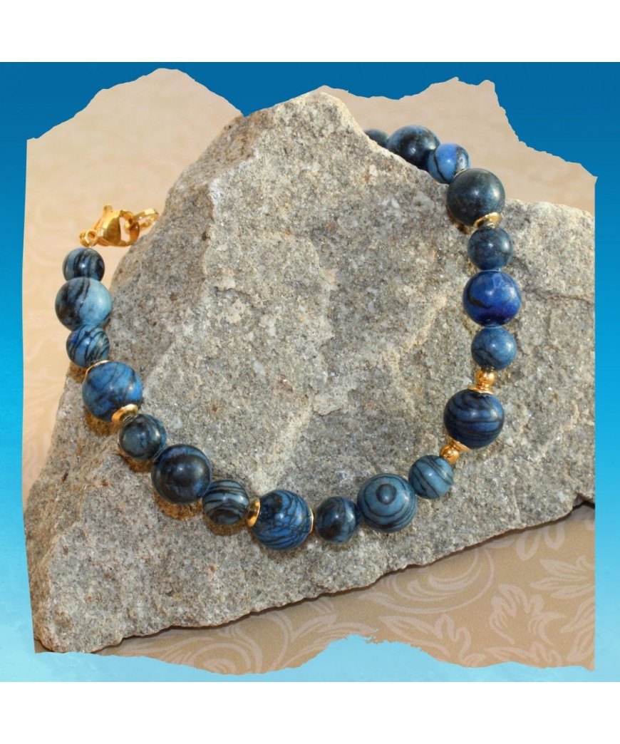Bracelet en Jaspe bleu