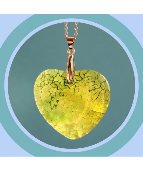 Pendentif Cœur en Agate jaune vert