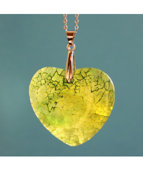 Pendentif Cœur en Agate jaune vert