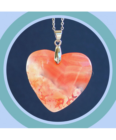 Pendentif Cœur en Agate orange