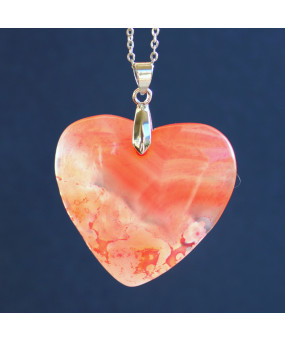 Pendentif Cœur en Agate orange