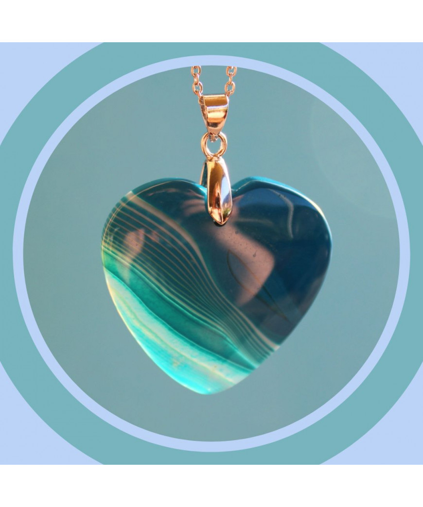 Pendentif Cœur en Agate bleu
