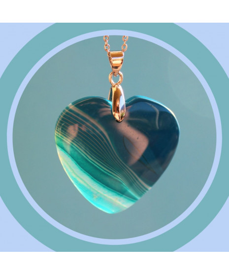 Pendentif Cœur en Agate bleu