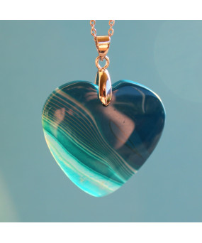 Pendentif Cœur en Agate bleu