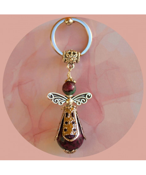 Porte-clefs Ange en Fuchsite