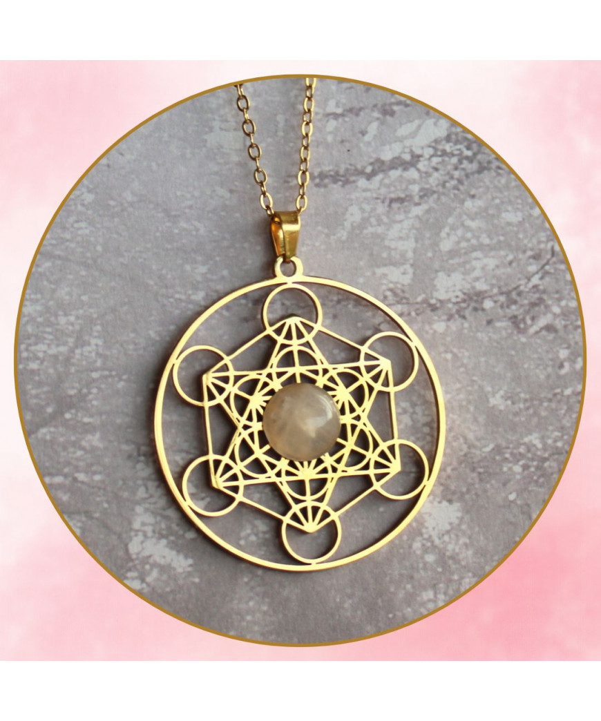 Pendentif Métatron en Quartz rose