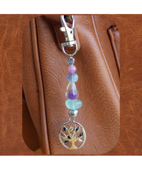 Bijou de sac Arbre de vie en Fluorite