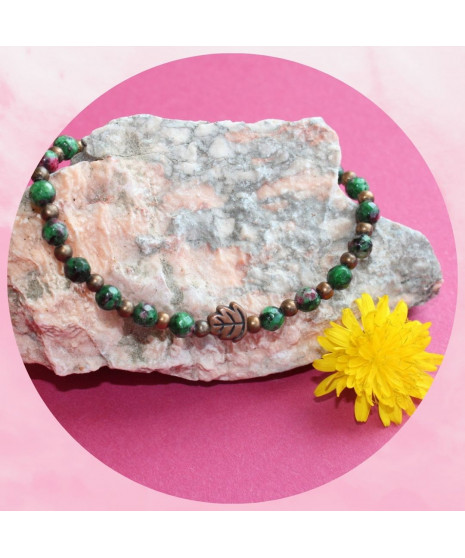 Bracelet Feuille en Fuchsite