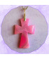 Pendentif Croix en Agate rose