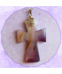 Pendentif Croix en Agate violette et blanche