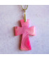 Pendentif Croix en Agate rose